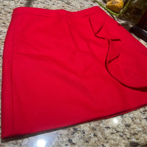 J. CREW Poppy Red RUFFLE MINI SKIRT IN DOUBLE-SERGE WOOL A-Line 4 - Picture 9 of 9